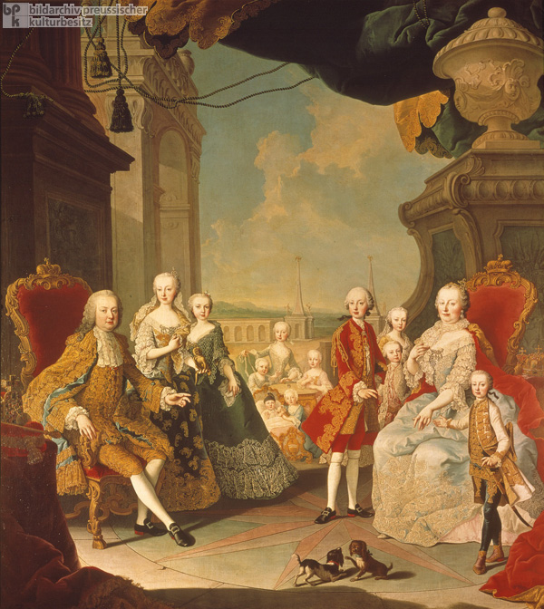 Maria Theresia und ihre Familie auf der Schönbrunner Schlossterrasse (ca. 1755)
